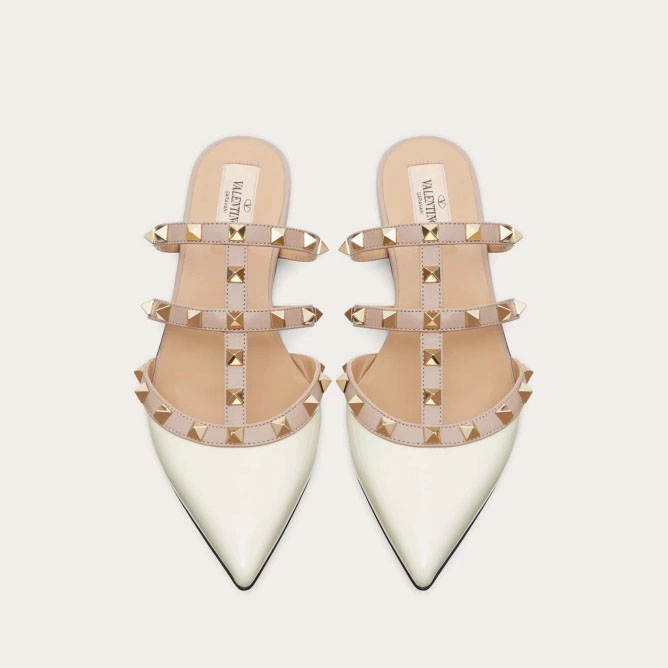 VALENTINO White patent leather studded Muller shoes - 图片 4