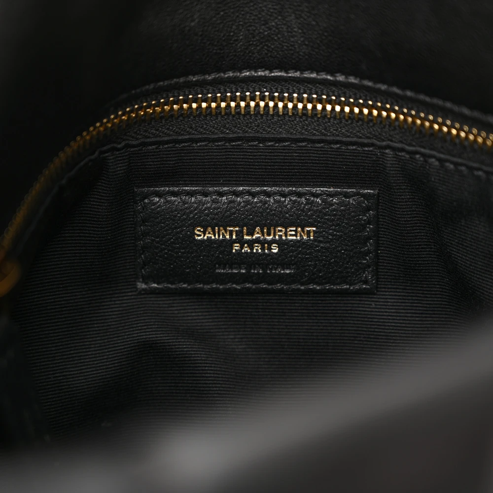 Saint Laurent Small Loulou Chain Satchel Black Quilted Puffer Monogram Lambskin Leather Gold Hardware - 图片 2