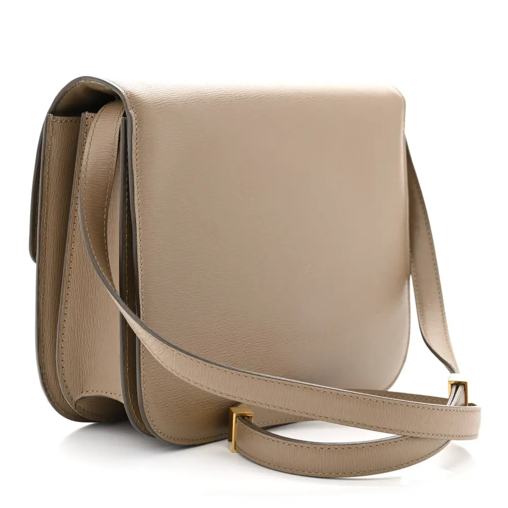 Celine Medium Classic Box Flap Bag Taupe Liege Calfskin Leather Gold Hardware - 图片 3