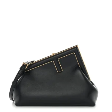 Fendi Small Fendi First Black Shiny Nappa Leather Gold Hardware