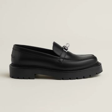 HERMES Icone Black Loafers