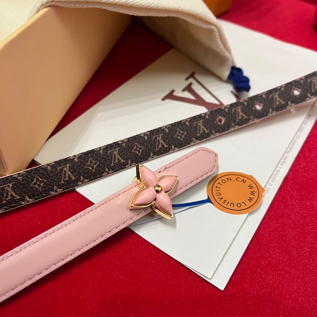 Louis Vuitton Women's Mini Flowergram Reversible Belt In Pink Calfskin And Monogram Canvas With Gold/Silver/Pink/Black Hardware 15mm - 图片 4