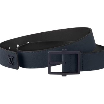 Louis Vuitton Men's Aerogram Belt In Blue Calfskin With Blue/Black/Silver Hardware 35mm