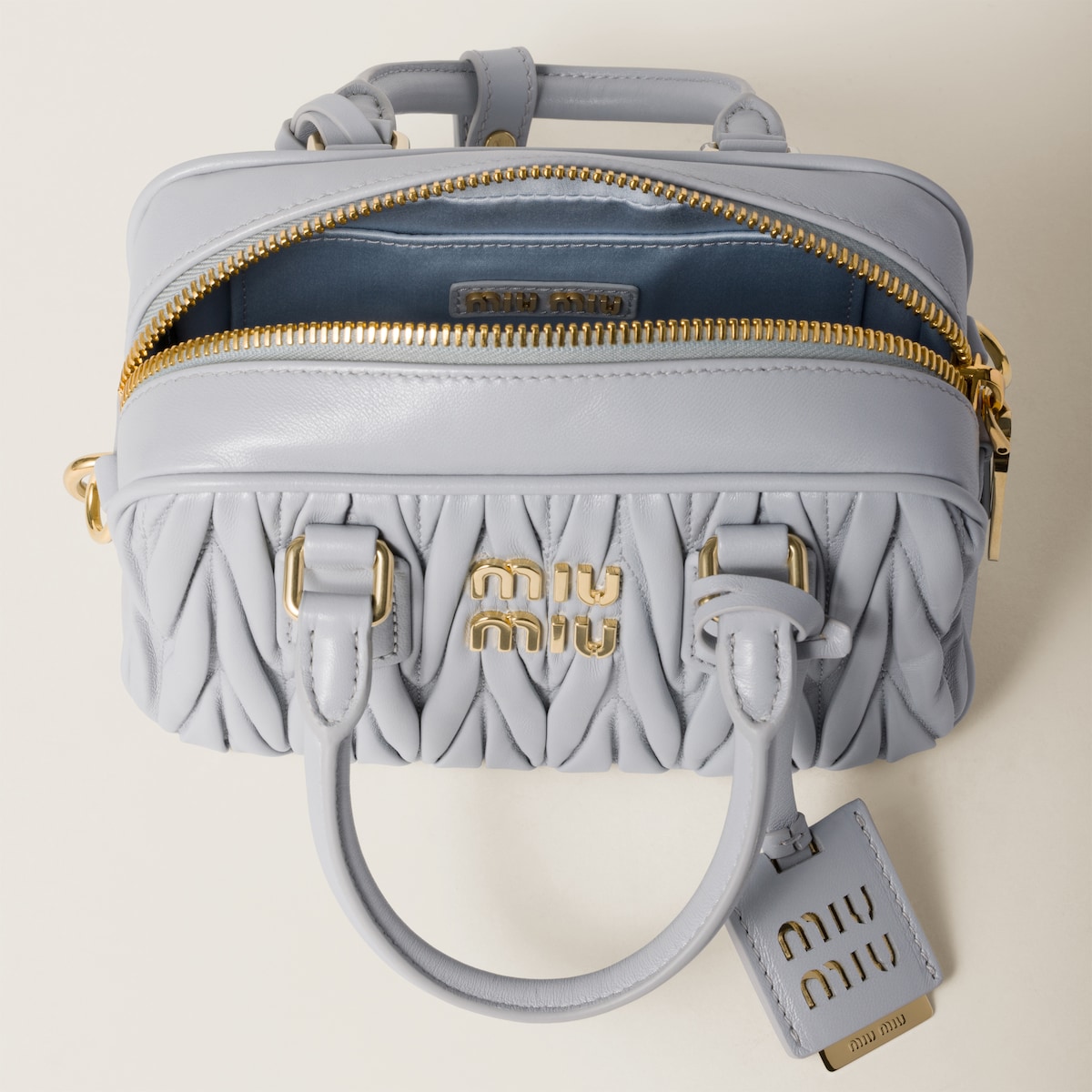 Miu Miu Arcadie matelassé Quilted Lambskin Leather Blue Top-Handle Bags - 图片 5
