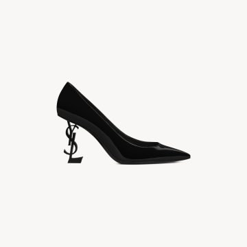 Yves Saint Laurent Black patent-leather and chrome-clad heels