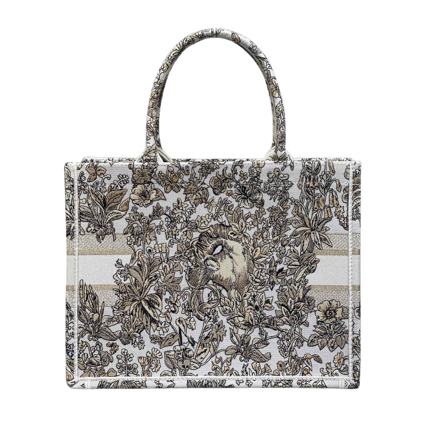 Dior Medium Book Tote White Embroidered with Metallic Thread and Gold Millefiori Unicorn Motif - 图片 2