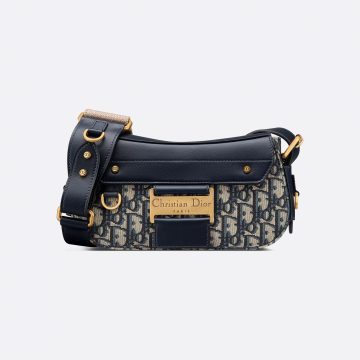 Dior Small Streetchic Bag In Blue Dior Oblique Jacquard and Smooth Calfskin With Gold Hardware