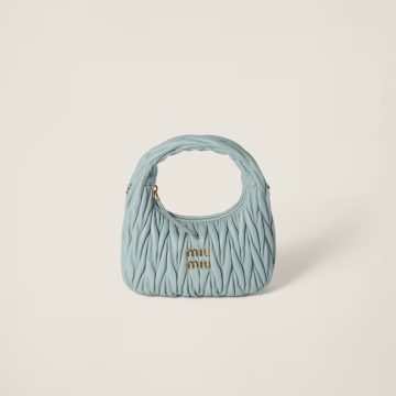 Miu Miu Wander Matelassé Quilted Lambskin Leather handbag Blue Crossbody Bags