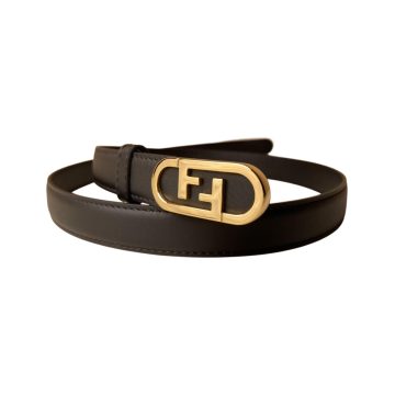 Fendi Women's O Lock Buckle Belt In Black Calfskin With Gold Hardware 20mm