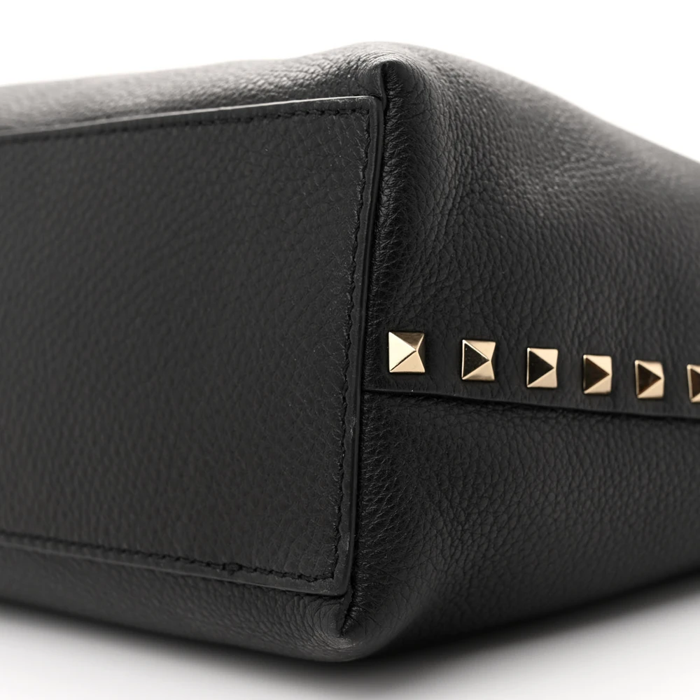 Valentino Garavani Medium Rockstud Tote Black/Rose Quartz Grainy Calfskin Leather Gold Hardware - 图片 5