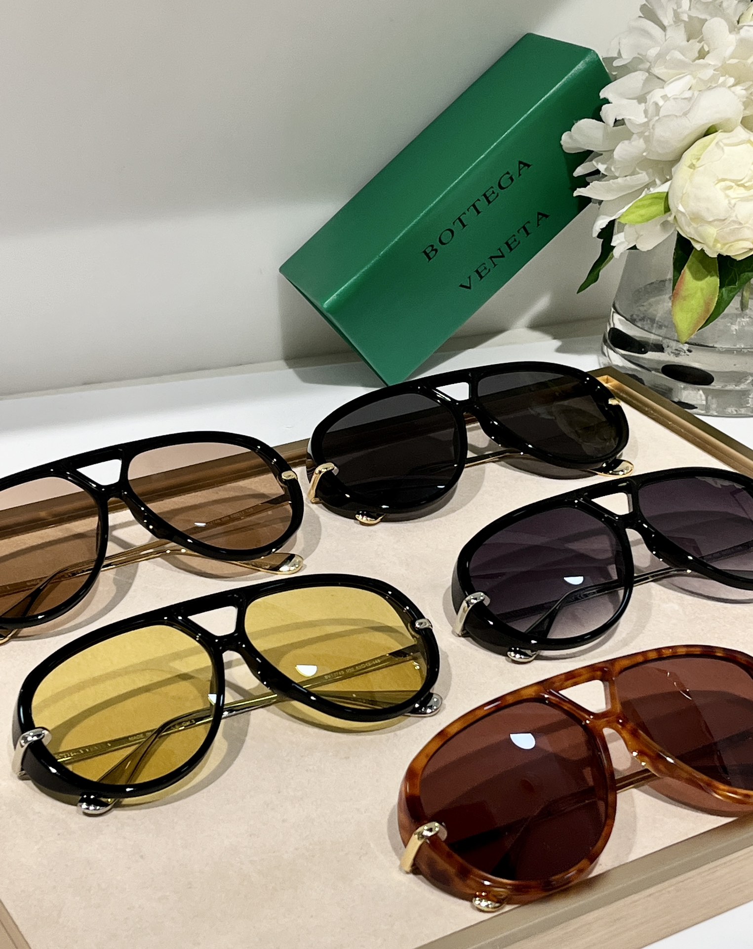 Bottega Veneta glasses leopard/yellow/tawny/black gold/eggplant color Size 63-12-145 - 图片 9