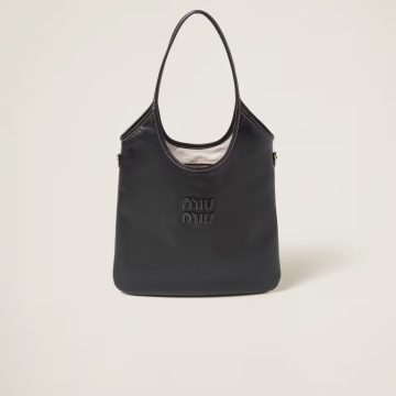 Miu Miu IVY Calfskin Leather Hobo Black Tote Bags