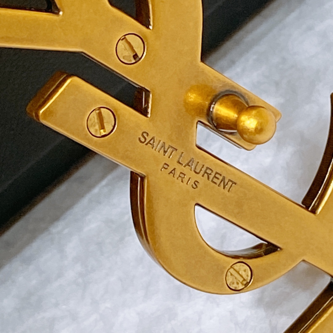 Saint Laurent Pairs Belt In White/Brown/Black/Coffee Smooth Calfskin With Gold Hardware 50mm - 图片 4
