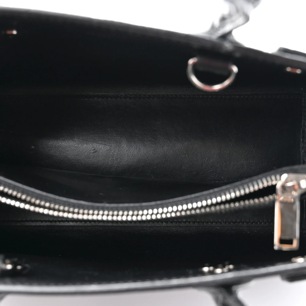 Saint Laurent Small Sac De Jour Black Embossed Calfskin & Crocodile Leather Silver Hardware - 图片 7
