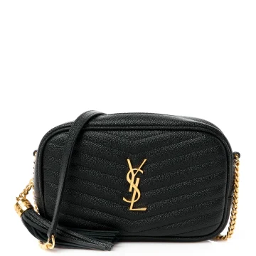 Saint Laurent Mini Lou Camera Bag Black Monogram Grain De Poudre Matelasse Leather Gold Hardware