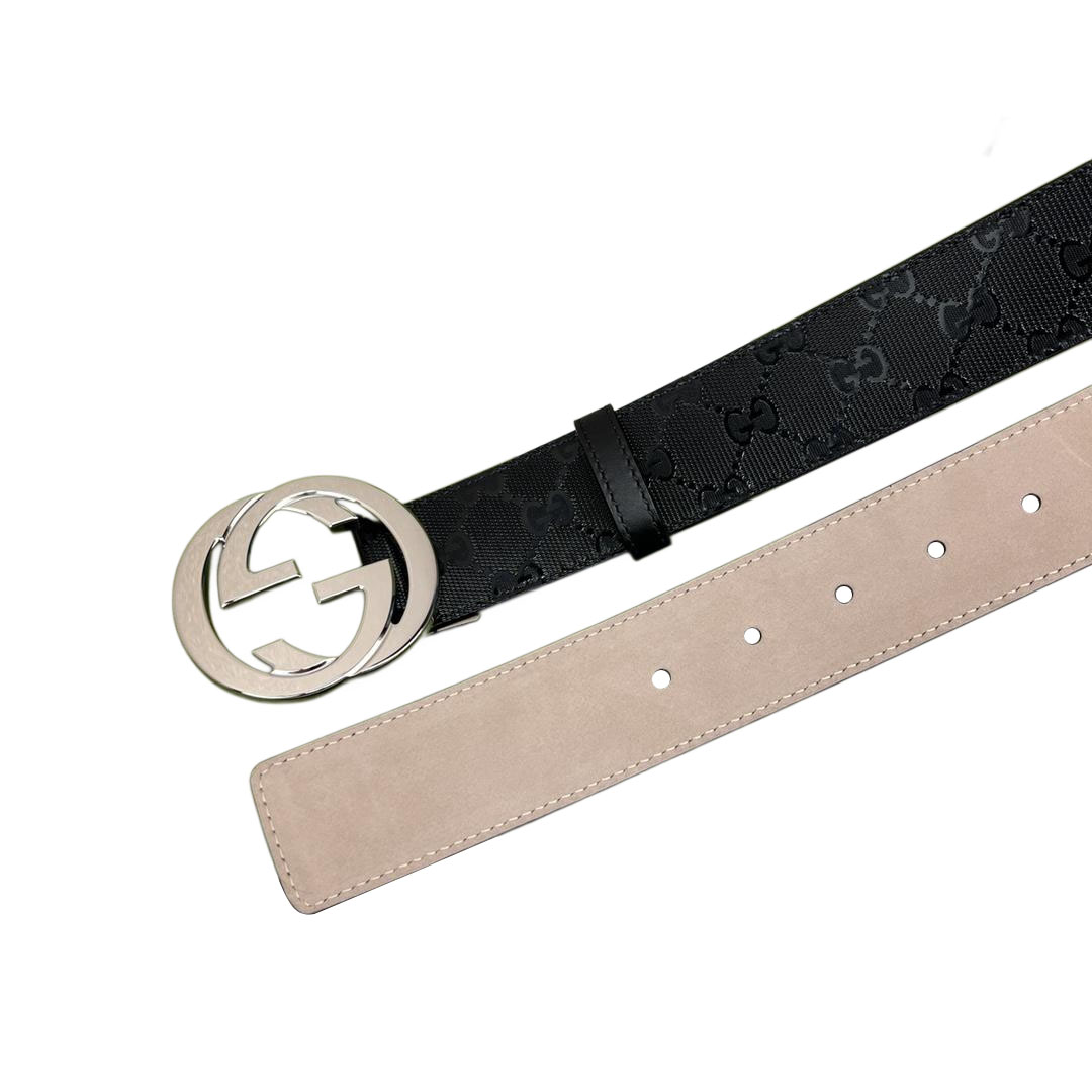Gucci Men's Interlocking G Buckle Belt In Black GUCCI Marmont Canvas With Gold/Silver/Gun Black/Black Hardware 40mm - 图片 3