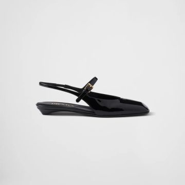 PRADA Patent paint leather Flat Shoes Black Ballet Shoes