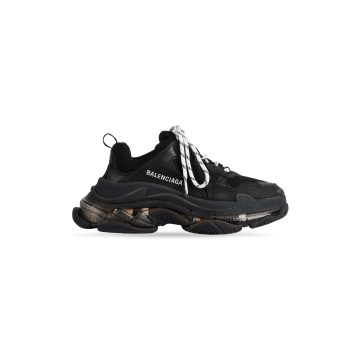 BALENCIAGA TRIPLE S CLEAR SOLE Black Sneakers