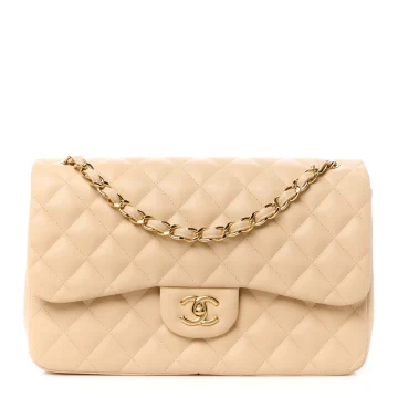 Grade Chanel Double Flap Jumbo Beige Bag