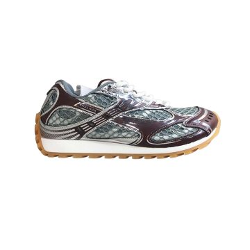 Bottega Veneta Orbit Sneakers In Silver/Burgundy Technical Fabric And Mesh Lace-Up Sneaker