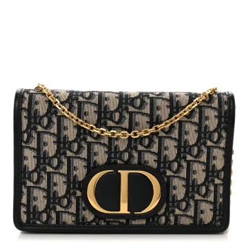 Dior Montaigne 30 2-in-1 Pouch Blue Dior Oblique Canvas Gold Hardware