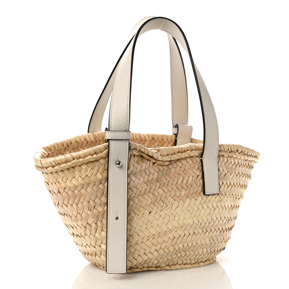 Loewe Basket Tote Bag Small Natural/White Raffia & Calfskin Leather - 图片 3