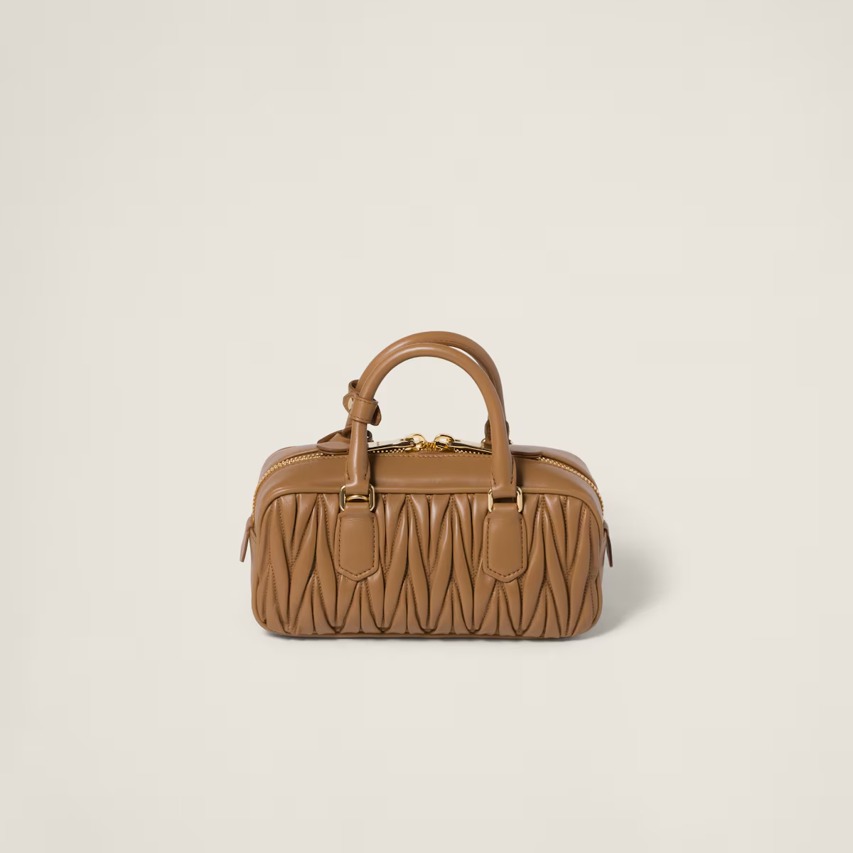 Miu Miu Arcadie matelassé Quilted Lambskin Leather Light Brown Top-Handle Bags - 图片 2