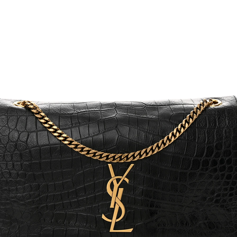 Saint Laurent Medium Kate Satchel Black Reversible Embossed Monogram Calfskin & Crocodile Leather Aged Gold Hardware - 图片 8