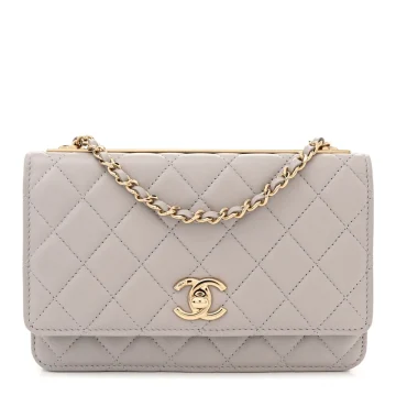 Trendy Chanel Wallet On Chain - Grey Lambskin