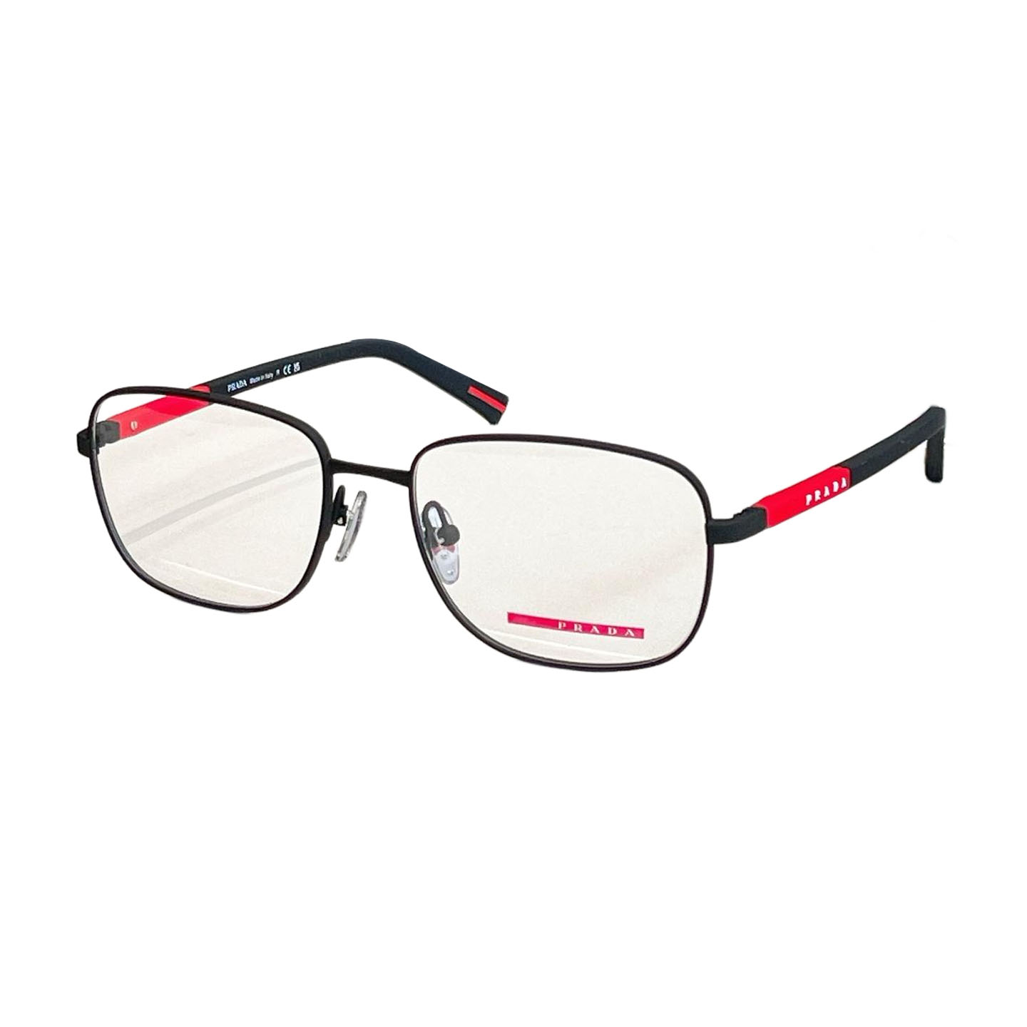 Prada square frame glasses silver/black/gun-black color transparent lens Size 54口19-145 - 图片 2