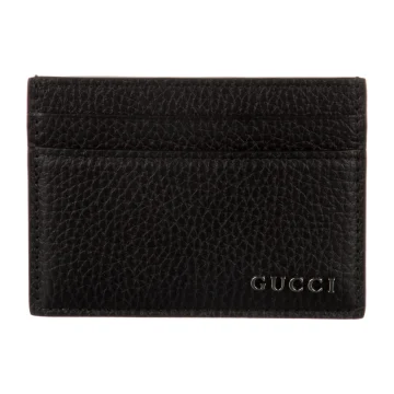 Gucci Small Card Holder Black Vitello Daino Leather Silver Hardware