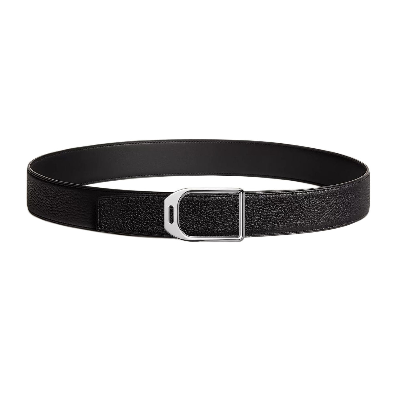 Hermès Men' s Jockey Buckle Reversible Belt In Brown/Black/Etoupe/Coffee/Blue Grained And Smooth Calfskin With Silver Hardware 38mm - 图片 9