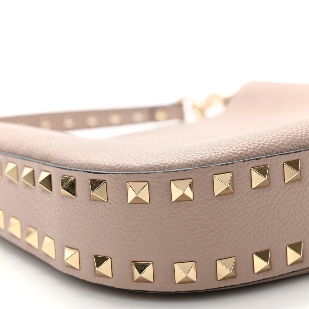 Valentino Garavani Mini Rockstud Hobo Poudre Grainy Calfskin Leather Gold Hardware - 图片 3