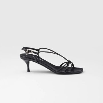 PRADA Black leather sandals with heels