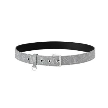 Louis Vuitton Women's D-Ring Raffia Belt In Grey Monogram Canvas With Silver Hardware 30mm