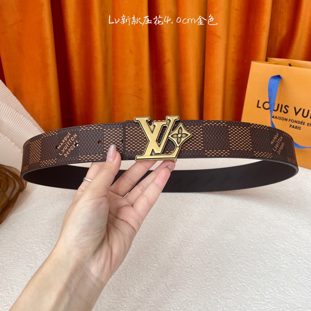 Louis Vuitton Men's Flower Buckle Reversible Belt In Black/Brown Calfskin And Damier Canvas With Gold/Silver Hardware 40mm - 图片 5