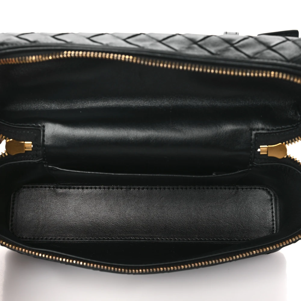 Bottega Veneta Medium Intrecciato Bang Bang Vanity Case Black Calfskin Leather Gold Hardware - 图片 7