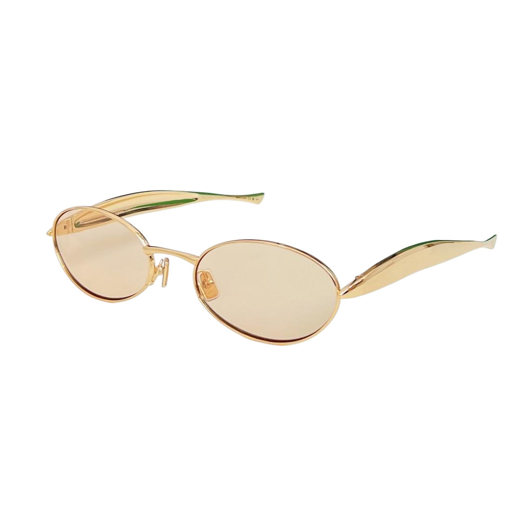 Bottega Veneta Oval glasses gold/silver/yellow/apricot/green/brown/black gold/grey silver color Size 57口21-135 - 图片 4