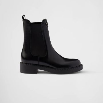 PRADA Matte black calfskin Chelsea boots