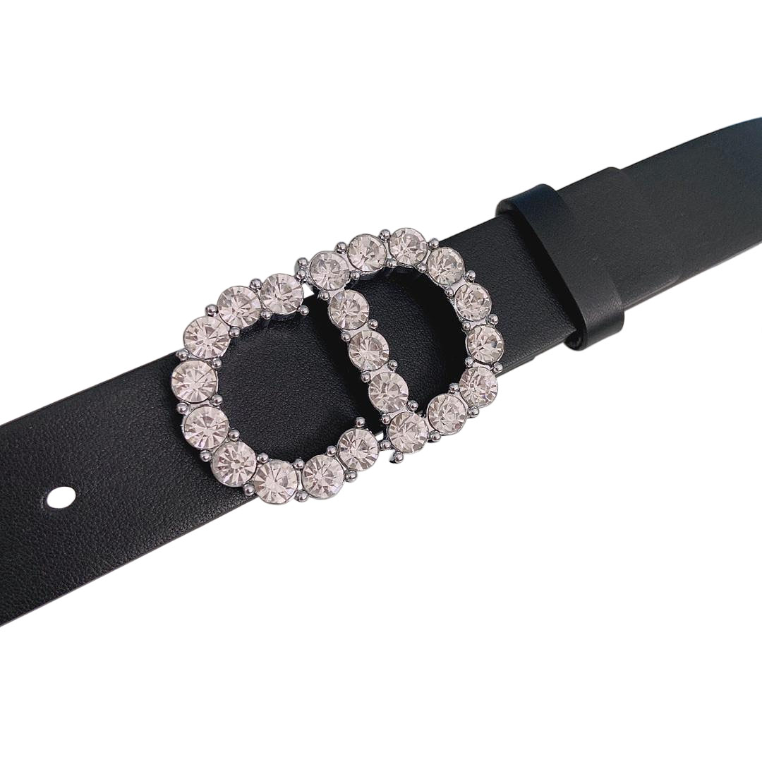 Dior Women' s 30 Montaigne Buckle With Crystals Belt In Black/Mustard/White/Blue Calfskin With Gold/Silver Hardware 30mm - 图片 2
