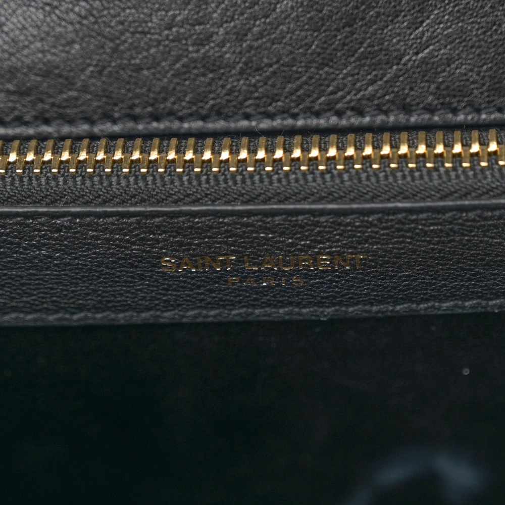 Saint Laurent Large College Satchel Black Chevron Monogram Sheepskin Matelasse Leather Aged Gold Hardware - 图片 9