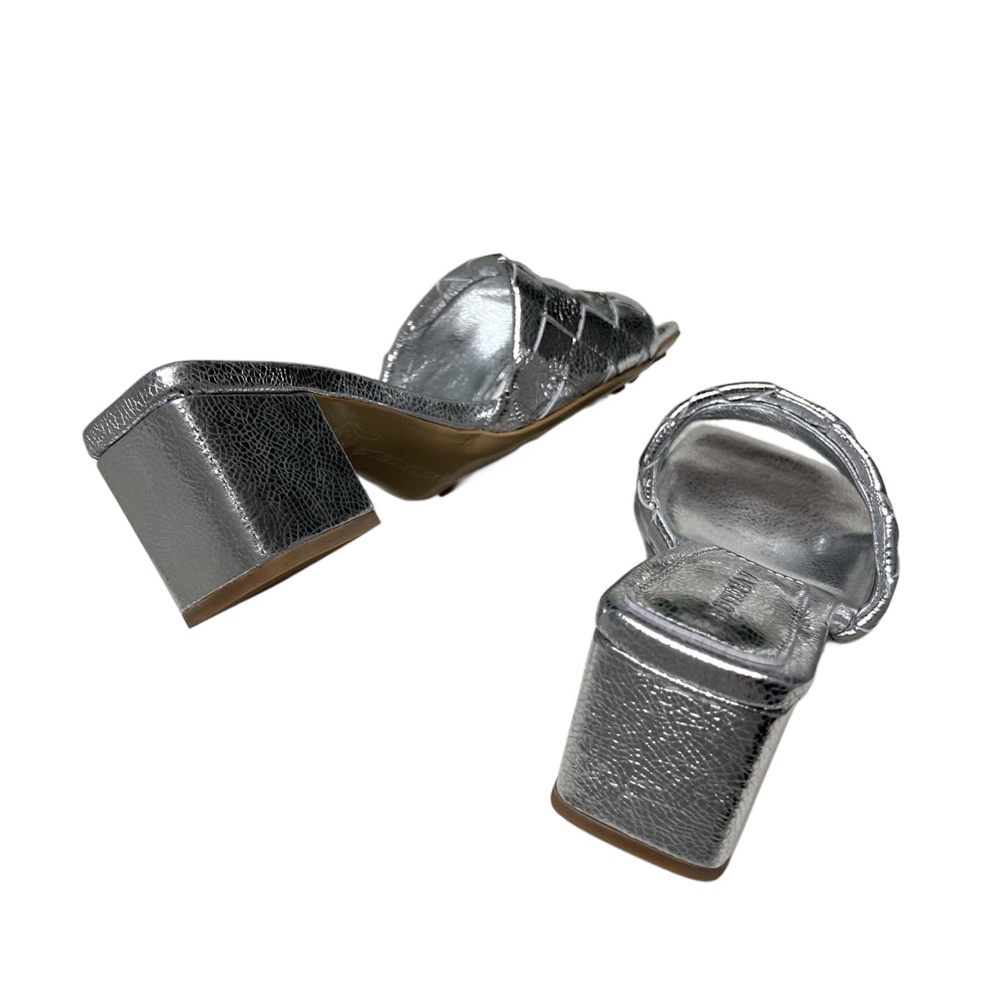 Bottega Veneta Parco Mule In Silver Intrecciato Leather Kitten-Heel Mule Sandal (Heel Height 4.5cm) - 图片 4