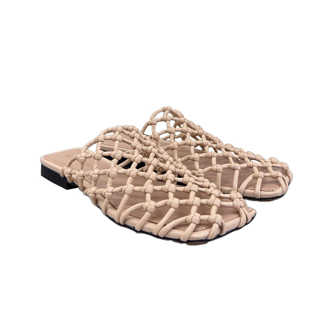 Bottega Veneta Riva Flat Mule In Beige Woven Hand-Knotted Leather Mule Pump - 图片 2