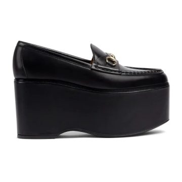 Gucci black thick bottom loafers