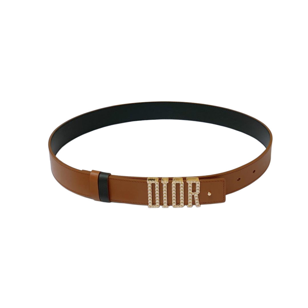 Dior Women' s D-Fence With Pearls Belt In Khaki/White/Brown/Black Calfskin With Gold/Silver Hardware 30mm - 图片 4