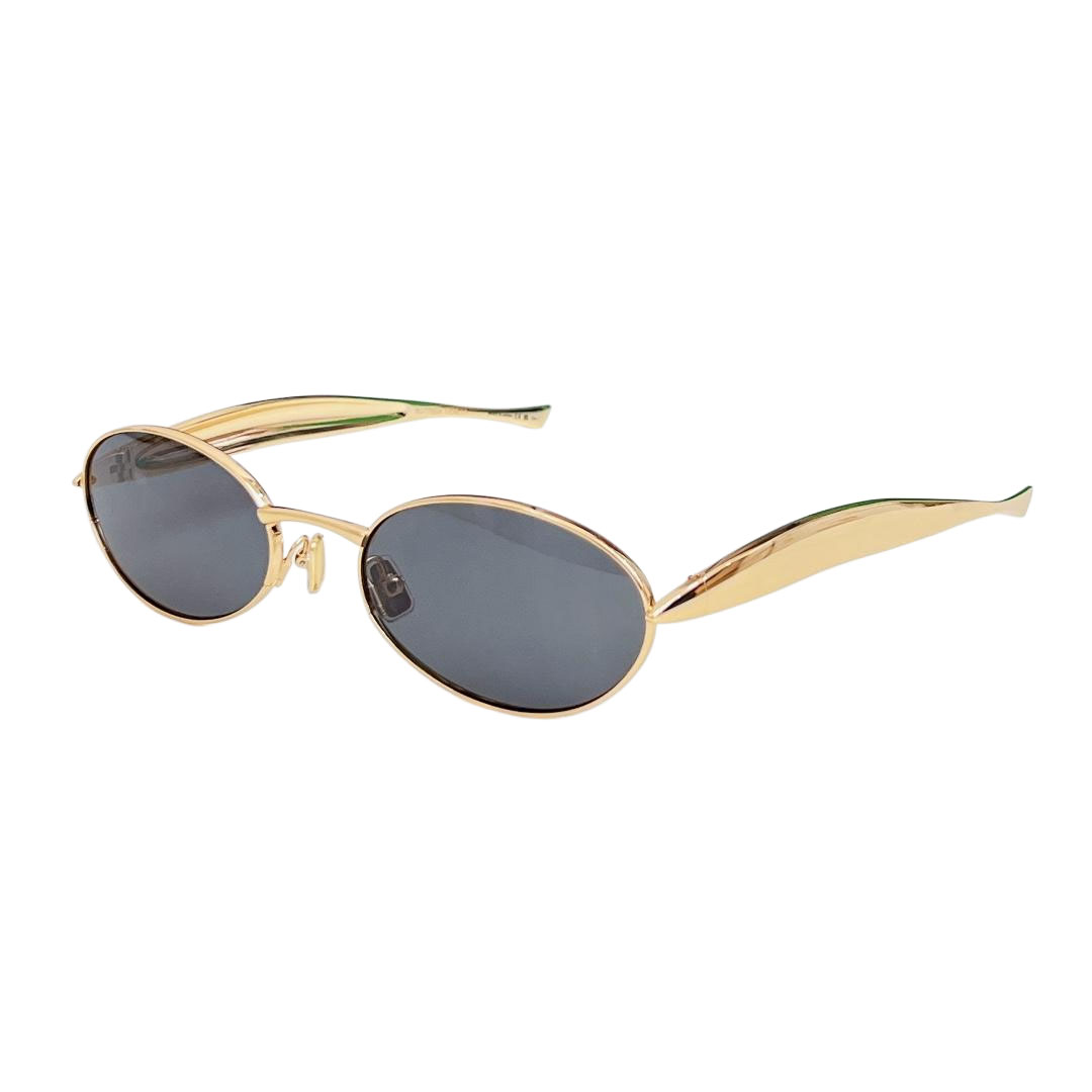 Bottega Veneta Oval glasses gold/silver/yellow/apricot/green/brown/black gold/grey silver color Size 57口21-135 - 图片 7