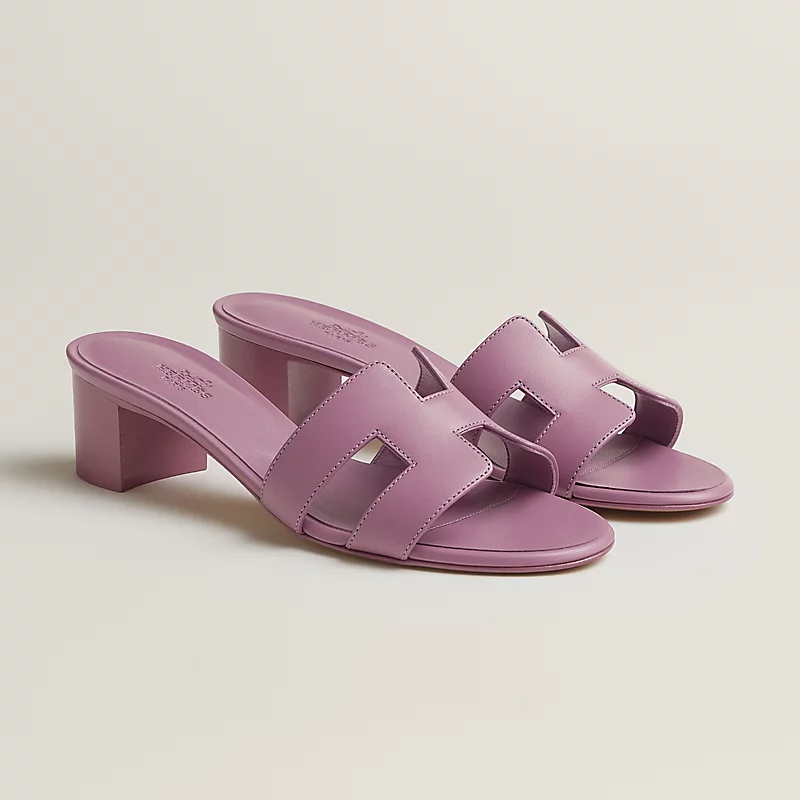 HERMES Oasis Slippers High-heeled slippers purple High Heels Sandal - 图片 2