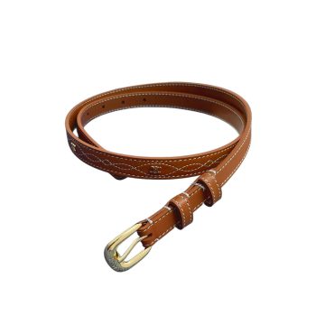 Celine Belt In Brown/Black Calfskin With Gold Hardware 20mm