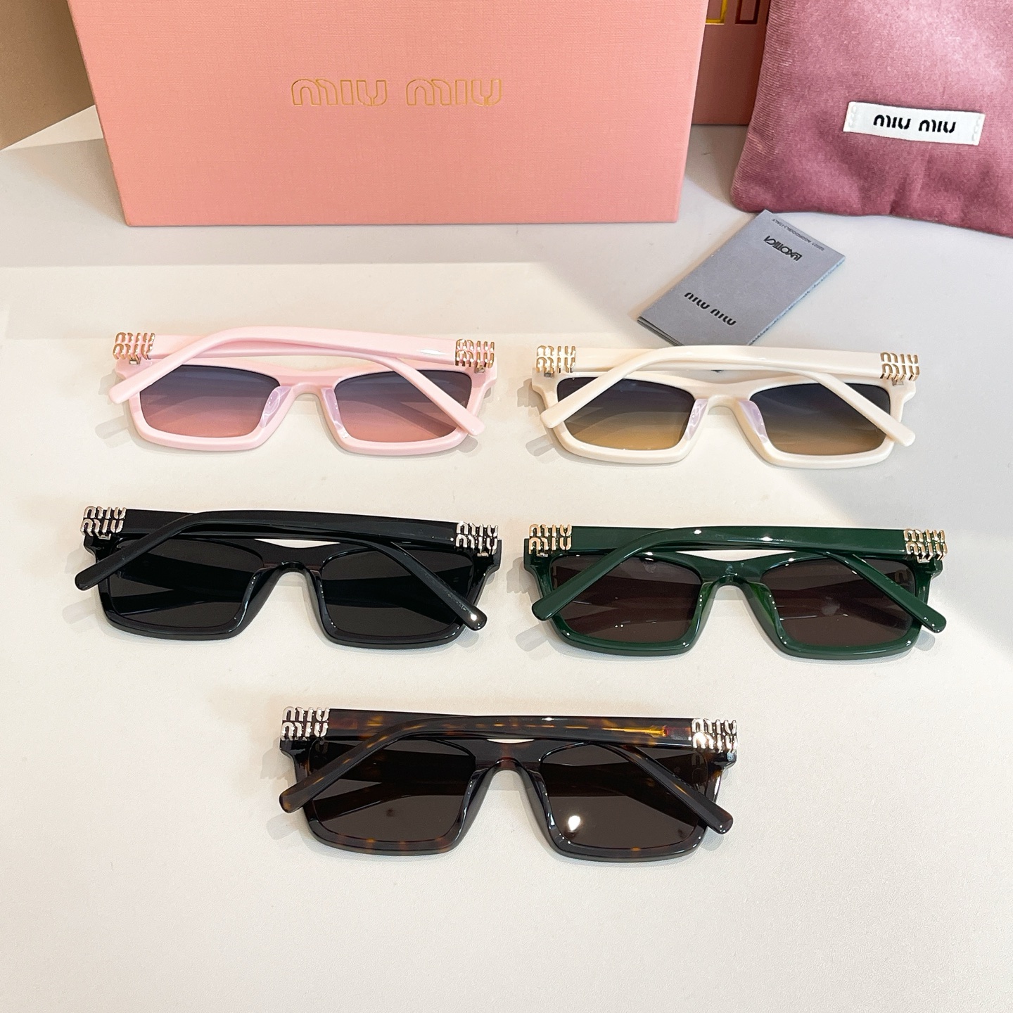 Miu Miu square frame glasses black/ivory/pink/green/leopard color Size 55口20-140 - 图片 9