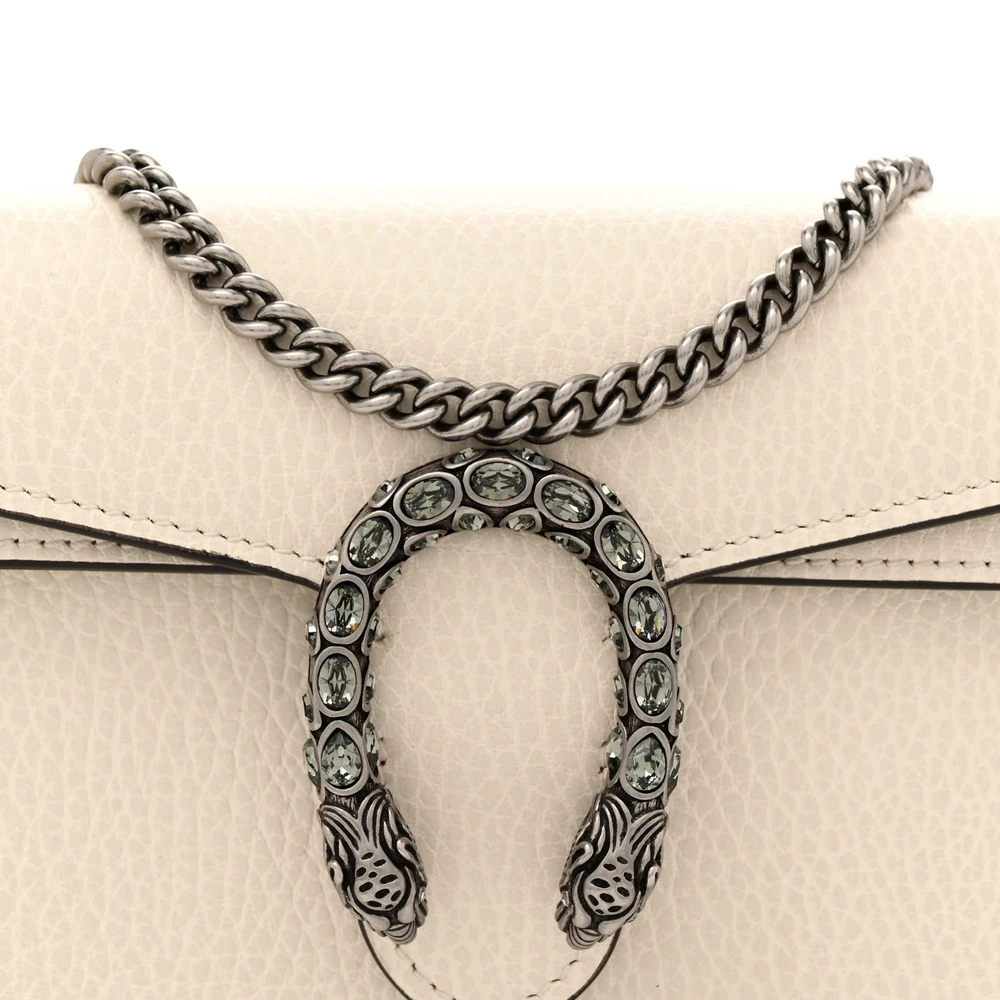 Gucci Super Mini Dionysus Shoulder Bag Mystic White Dollar Calfskin Leather & Crystal Black Diamond Aged Silver Hardware - 图片 8